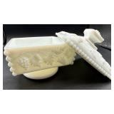 Vintage Milk Glass Collection includes 6 Hand Painted Pierced Plates and More