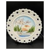 Vintage Milk Glass Collection includes 6 Hand Painted Pierced Plates and More
