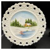 Vintage Milk Glass Collection includes 6 Hand Painted Pierced Plates and More