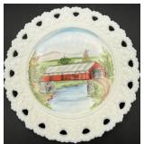 Vintage Milk Glass Collection includes 6 Hand Painted Pierced Plates and More