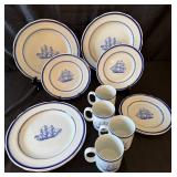 Spode Blue Clipper Plates & Mugs Set