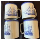 Spode Blue Clipper Plates & Mugs Set