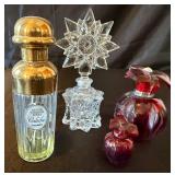 Large Collection of Vintage Perfume Bottles on Vanity Tray