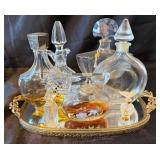 Vintage Vanity Trays with Array of Perfume Bottles
