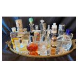 Vintage Vanity Trays with Array of Perfume Bottles