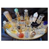 Vintage Vanity Trays with Array of Perfume Bottles
