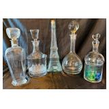 Collection of 5 Glass Decanters