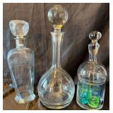 Collection of 5 Glass Decanters