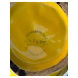 Vintage Olfaire Majolica-Style Ceramic Pitcher and Hand Painted Wooden Toleware Tray