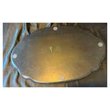 Vintage Olfaire Majolica-Style Ceramic Pitcher and Hand Painted Wooden Toleware Tray