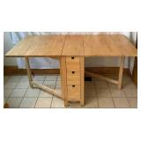 IKEA Gateleg Table, Birch with 6 Storage Drawers, 2 Drop Leaves