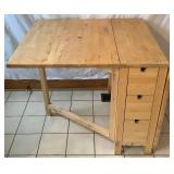 IKEA Gateleg Table, Birch with 6 Storage Drawers, 2 Drop Leaves