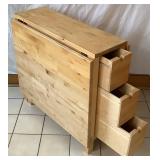 IKEA Gateleg Table, Birch with 6 Storage Drawers, 2 Drop Leaves