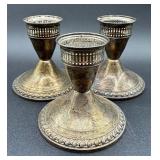 Weighted Sterling Silver Candleholders and 8 Salt and Pepper Shakers