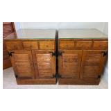 Pair of Ethan Allen Baumritter Heirloom Maple Shutter Door Storage Cabinets