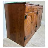 Pair of Ethan Allen Baumritter Heirloom Maple Shutter Door Storage Cabinets