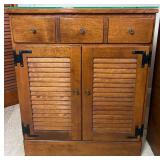 Pair of Ethan Allen Baumritter Heirloom Maple Shutter Door Storage Cabinets