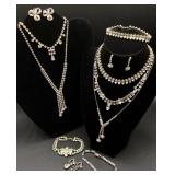 Collection of Rhinestone Necklaces, Earrings and Bracelets