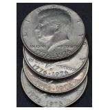 United States Coins - Standing Liberty Quarter, 1942 Jefferson Nickel, Buffalo Nickel and Four Bicentennial Kennedy Half Dollars