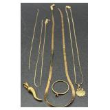 14kt Gold Necklaces, Shell Pendant and Ring plus 18kt Pendant