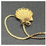 14kt Gold Necklaces, Shell Pendant and Ring plus 18kt Pendant