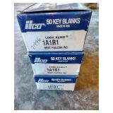 (3) Boxes Ilco Nickel Silver Key Blanks - 1A1R1