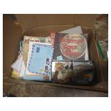 Box of Stamps & Stamp-Collecting Items