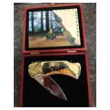 Collectible Decorative Native American Folding Knife in Box