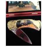 Collectible Decorative Native American Folding Knife in Box