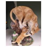 7.5" Tall Mountain Lion & Cub Glass Figurine by Andrea