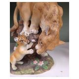 7.5" Tall Mountain Lion & Cub Glass Figurine by Andrea