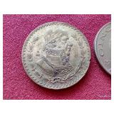 (2) Vintage Mexican Peso Coins