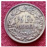 1956 Switzerland Silver 1/2 Franc