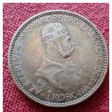 Neat 1896 Hungary Silver 1 Korona Coin