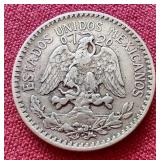 1937 Mexico Silver 50 Centavos Coin