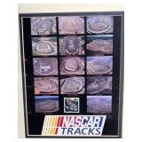 Framed NASCAR Tracks Print & Round 3 Clock - Wall Decor Pair