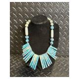Turquoise & Wood Bead Jewelry Set - Necklaces, Bracelet, & Wooden Bird Figures