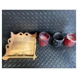 3 Mosaic Glass Tealight Holders on Wood Tray - Room Holiday Silhouettes Plates - Manners Napkins