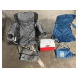 Playmate Igloo Cooler with 2 Folding Camping Chairs (Blue & Gray) & Carry Bags