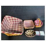 Longaberger Baskets Handwoven Dresden OH USA - Plaid-Lined Baskets with Accessories