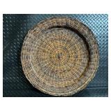 Vintage Round Wicker Basket & Floral Painted Wood Decor - 5-Piece Set
