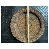 Vintage Round Wicker Basket & Floral Painted Wood Decor - 5-Piece Set