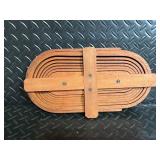 Vintage Round Wicker Basket & Floral Painted Wood Decor - 5-Piece Set