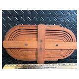 Vintage Round Wicker Basket & Floral Painted Wood Decor - 5-Piece Set