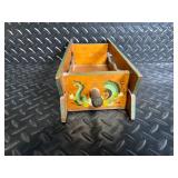 Vintage Round Wicker Basket & Floral Painted Wood Decor - 5-Piece Set