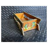 Vintage Round Wicker Basket & Floral Painted Wood Decor - 5-Piece Set