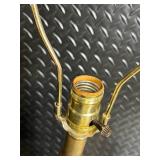 Vintage Carved Wood Table Lamp - Brass Harp & Turned Column