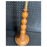 Vintage Carved Wood Table Lamp - Brass Harp & Turned Column