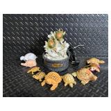 Newport Coast Turtle Water Fountain with Coral Rock & 7 Hand-Carved Turtles