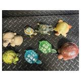 Glass Turtle Figurines - Hand Painted, Made in Japan
